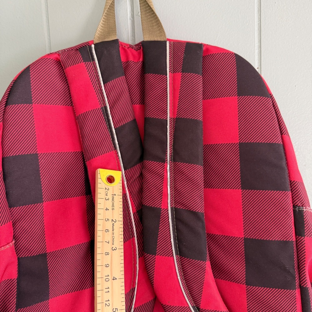 LL Bean Deluxe Book Pack Backpack Red Lap Top Buffalo Plaid 236564 Unisex- READ - Picture 10 of 13